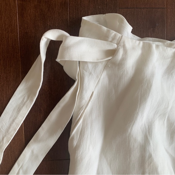 Massimo Dutti White Viscose Linen-Like Wraparound Midi Skirt US 4 - Picture 4 of 4